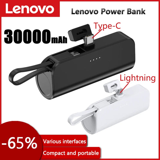 Lenovo 30000mAh Power Bank Compact Portable Charger Pocket Power Bank with Stand Compatible with iPhone Android External Battery