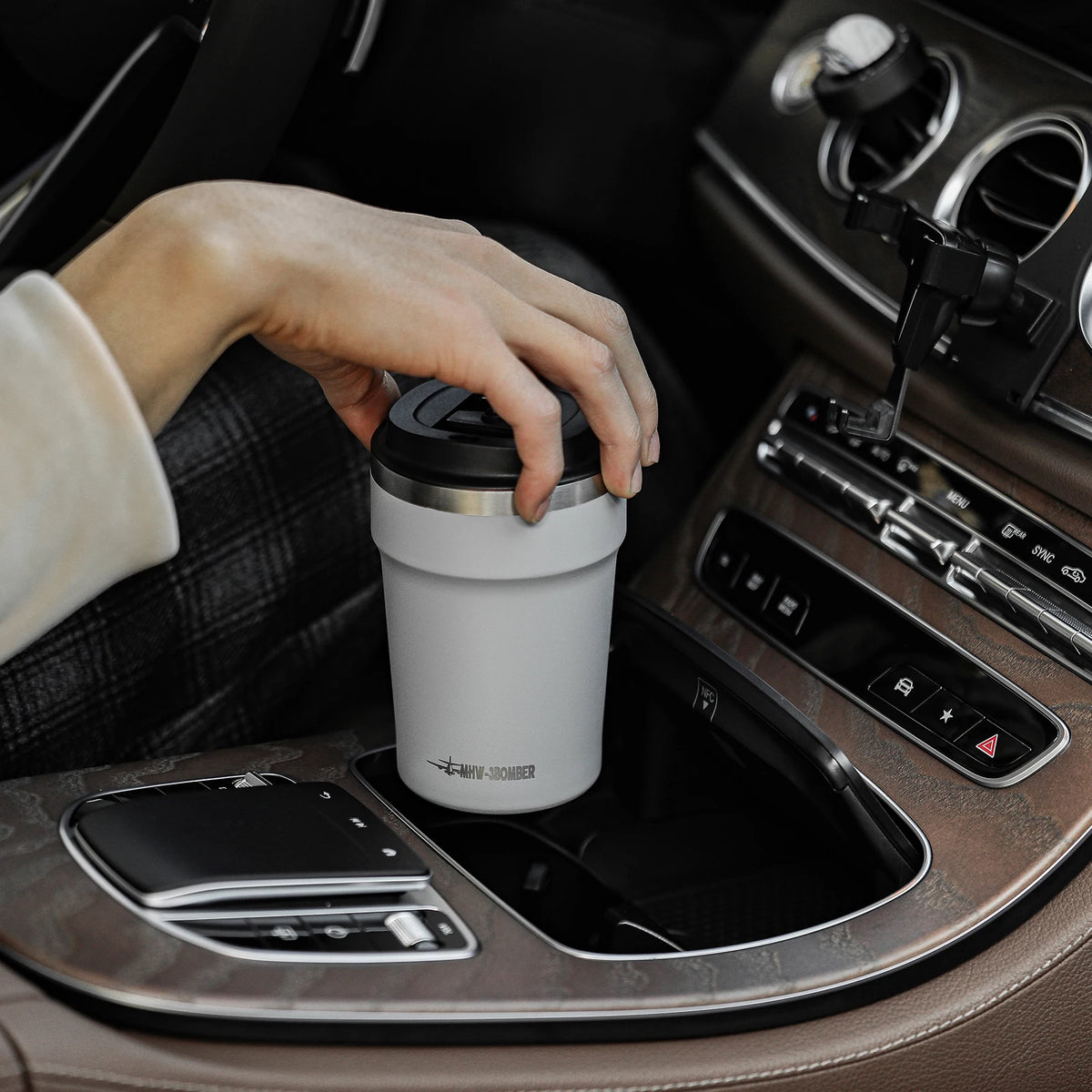 MHW-3BOMBER 360ml Coffee Cups Portable Car Travel Mug with Leak-proof Lid Thermal Mugs Double Walled Water Cup Home Accessories