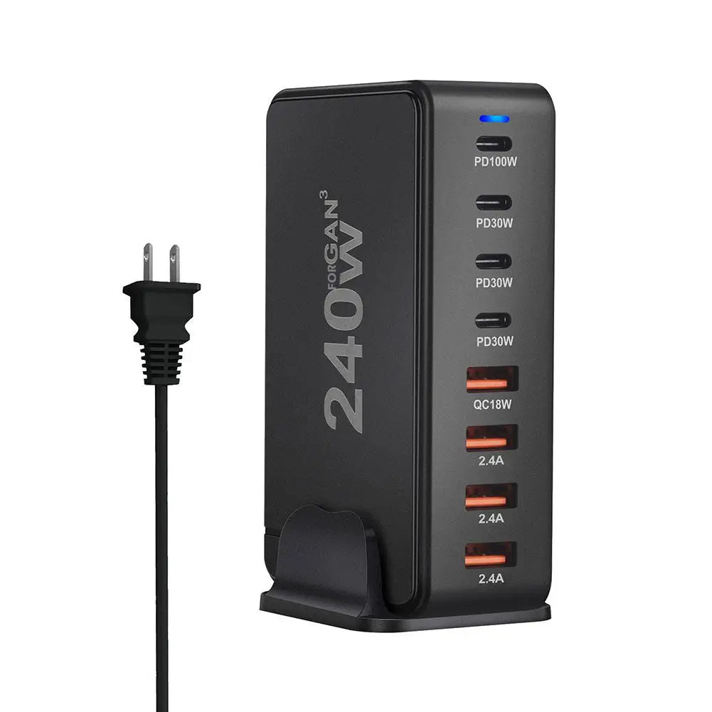 240W USBC For GaN Charger 8-Port Multiple Devices Charging Station New 268W Desktop Base Charger