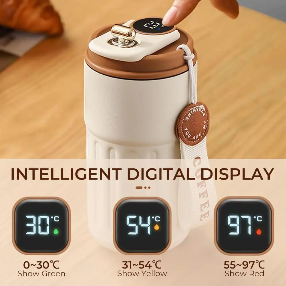 450ml Smart Coffee Cup Car Office Thermos Cup Travel Stainless Steel Sport Water Bottle Vacuum Flask LED Temperature Display Mug
