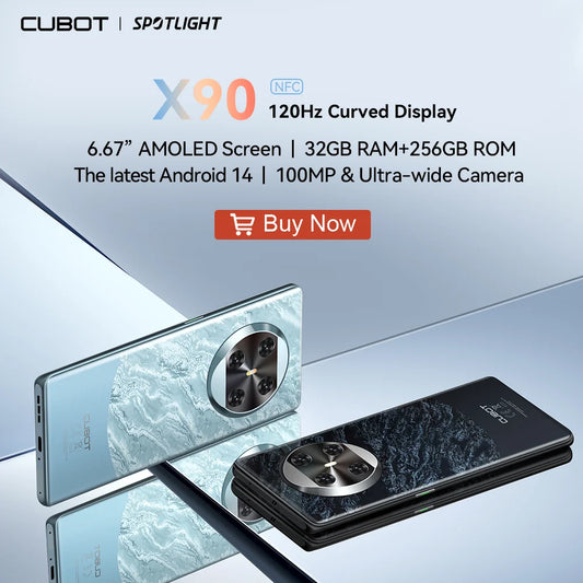 CUBOT X90, New Smartphone Android 14, 6.67" AMOLED Curved 120Hz Display, 32GB RAM(16GB+16GB), 256GB ROM, Helio G99, 100MP, NFC
