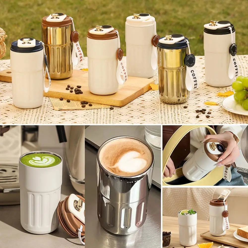 450ml Smart Coffee Cup Car Office Thermos Cup Travel Stainless Steel Sport Water Bottle Vacuum Flask LED Temperature Display Mug