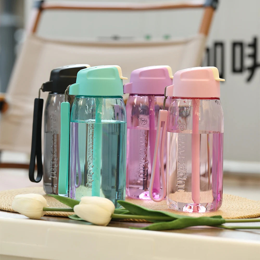 Tupperware Narrow Water Bottle 550ML Portable Cute Water Bottles Straw Cup Leak-proof Drinking Jug for Children School,Camping