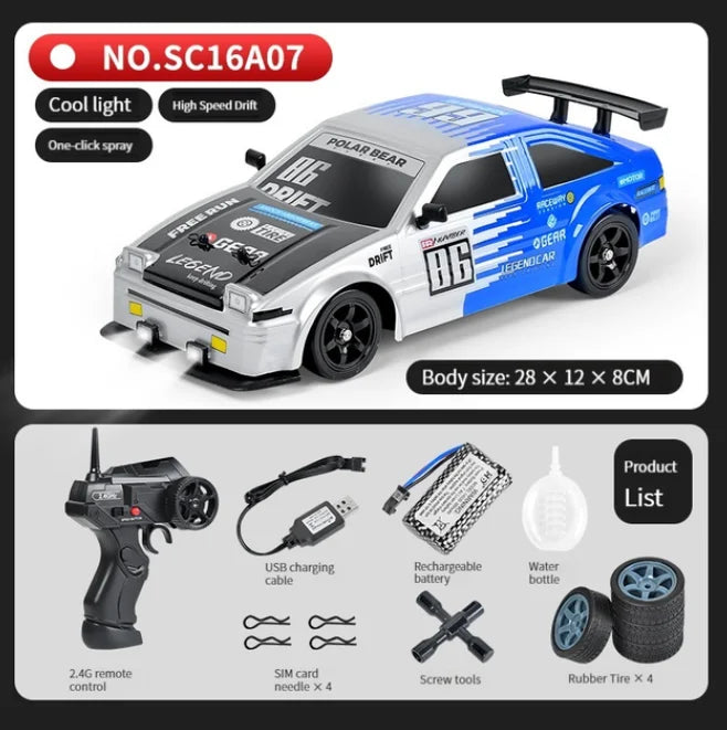 2.4G Drift Rc Car 4WD High Speed RC Drift Car Toy Remote Control Model Vehicle Car RC Vehicle Toy With Light Spray for Child