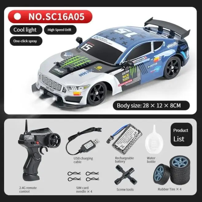 2.4G Drift Rc Car 4WD High Speed RC Drift Car Toy Remote Control Model Vehicle Car RC Vehicle Toy With Light Spray for Child